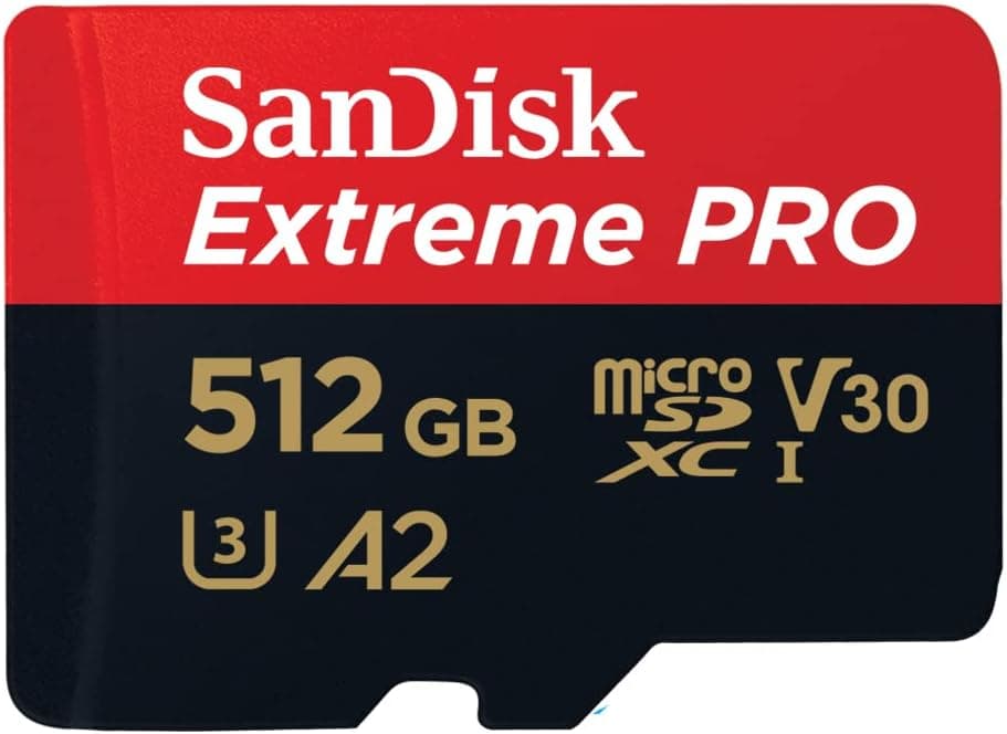 SanDisk 512GB Extreme PRO microSDXC Card + SD Adapter + RescuePRO Deluxe, up to 200MB/s, with A2 App Performance, UHS-I, Class 10, U3, V30