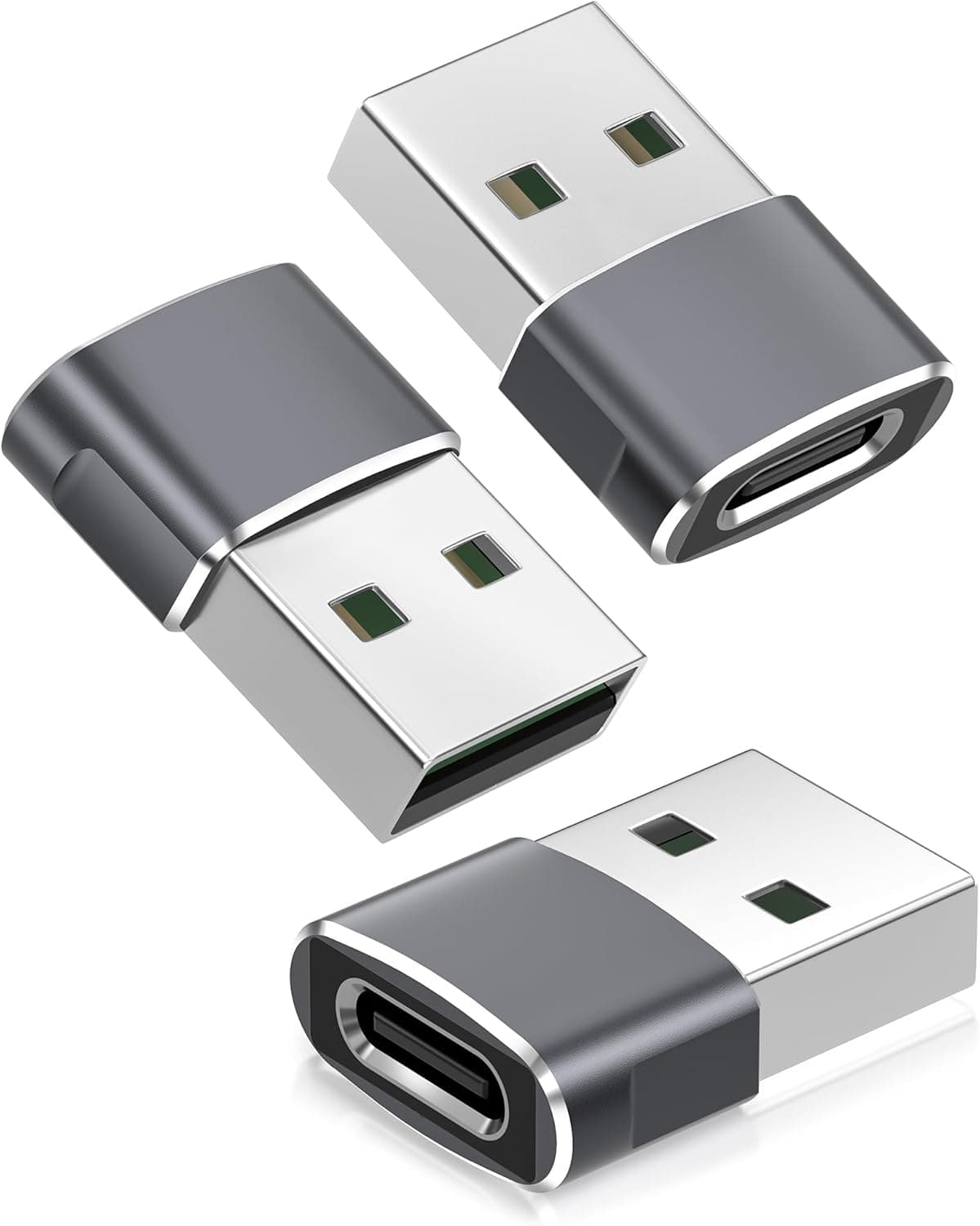 Basesailor USB auf USB C Adapter für iPhone 17 Apple 16 16e 15 14 Pro Max Plus Charger 3 Pack,Typ C Buchse zu USBA Stecker Ladegerät Netzteil für iPad 10 Mini 7 Air 6,Apple Watch 8 9 10 11,Samsung S25