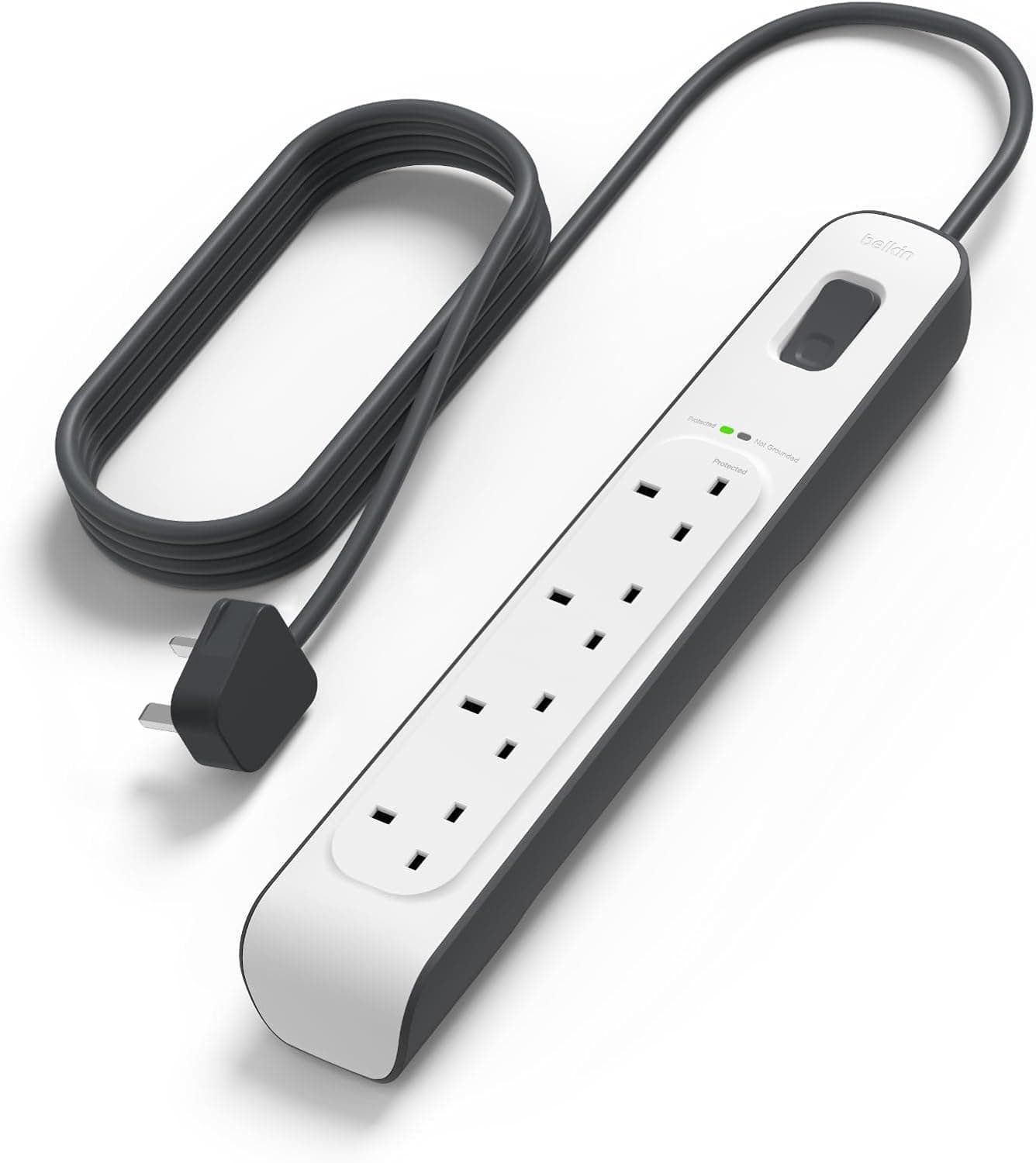 Belkin 4 Way/4 Plug 2 m Surge Protection Extension Lead Strip, White