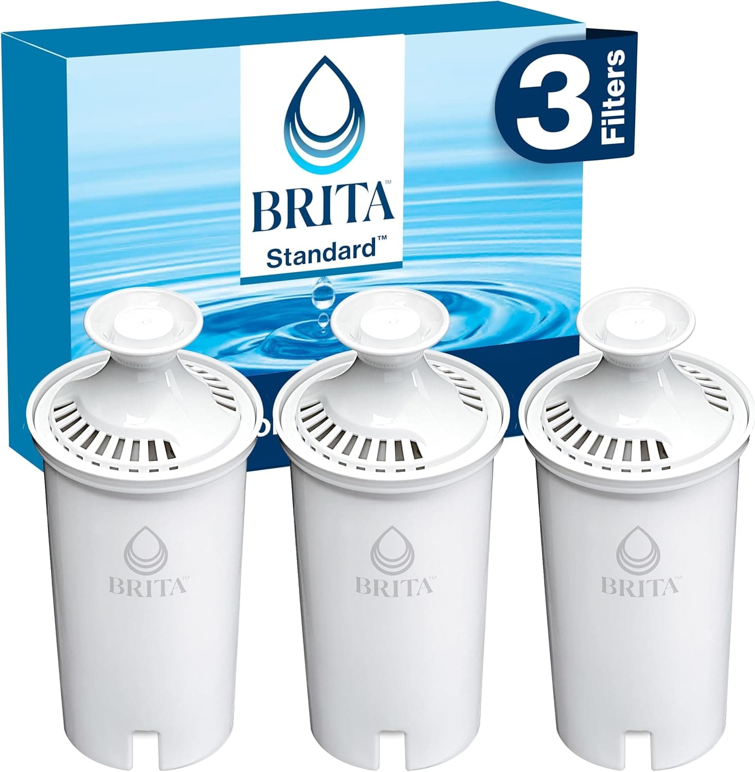 Brita Standard Replacement Filters for Pitchers and Dispensers, 3 Count, White