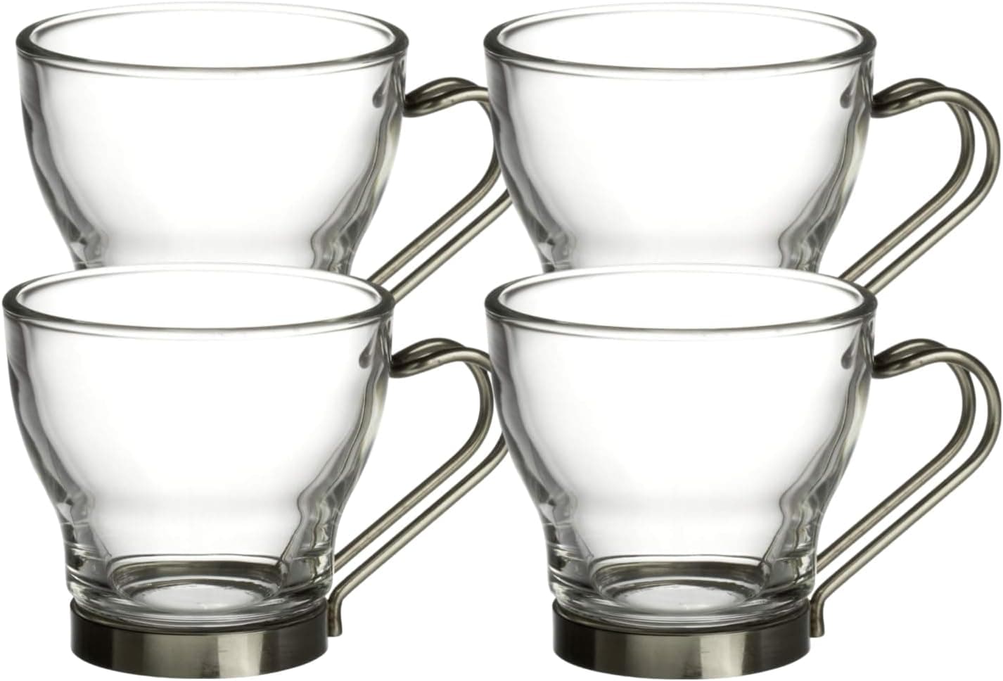 Bormioli Rocco Verdi Espresso Cup With Stainless Steel Handle, Set of 4, Gift Boxed, 3.5 ounces