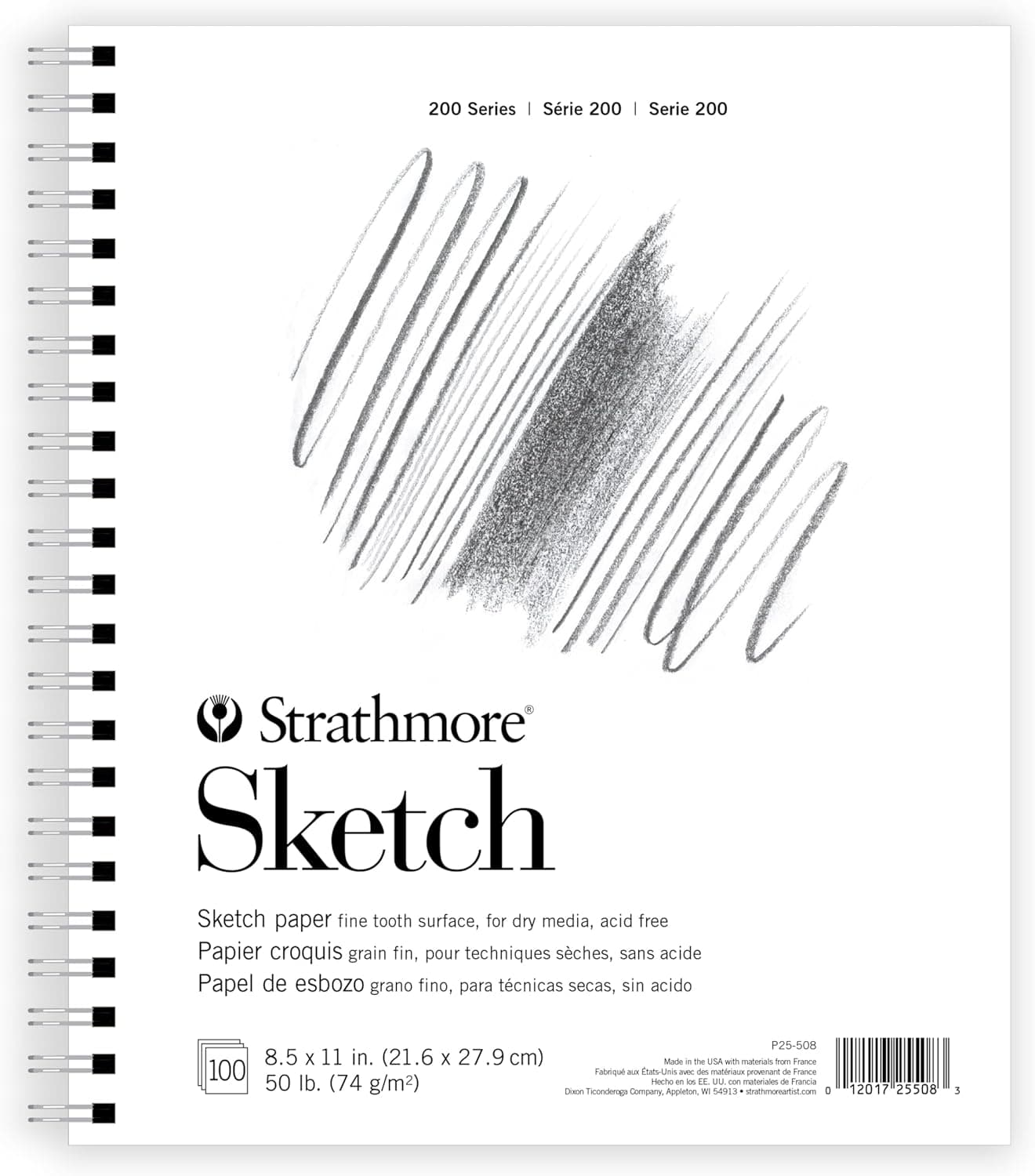 Strathmore 200 Series Sketch Pad, 8.5x11 inch, 100 Sheets, Side Wire - Artist Sketchbook for Drawing, Illustration, Art Class Students