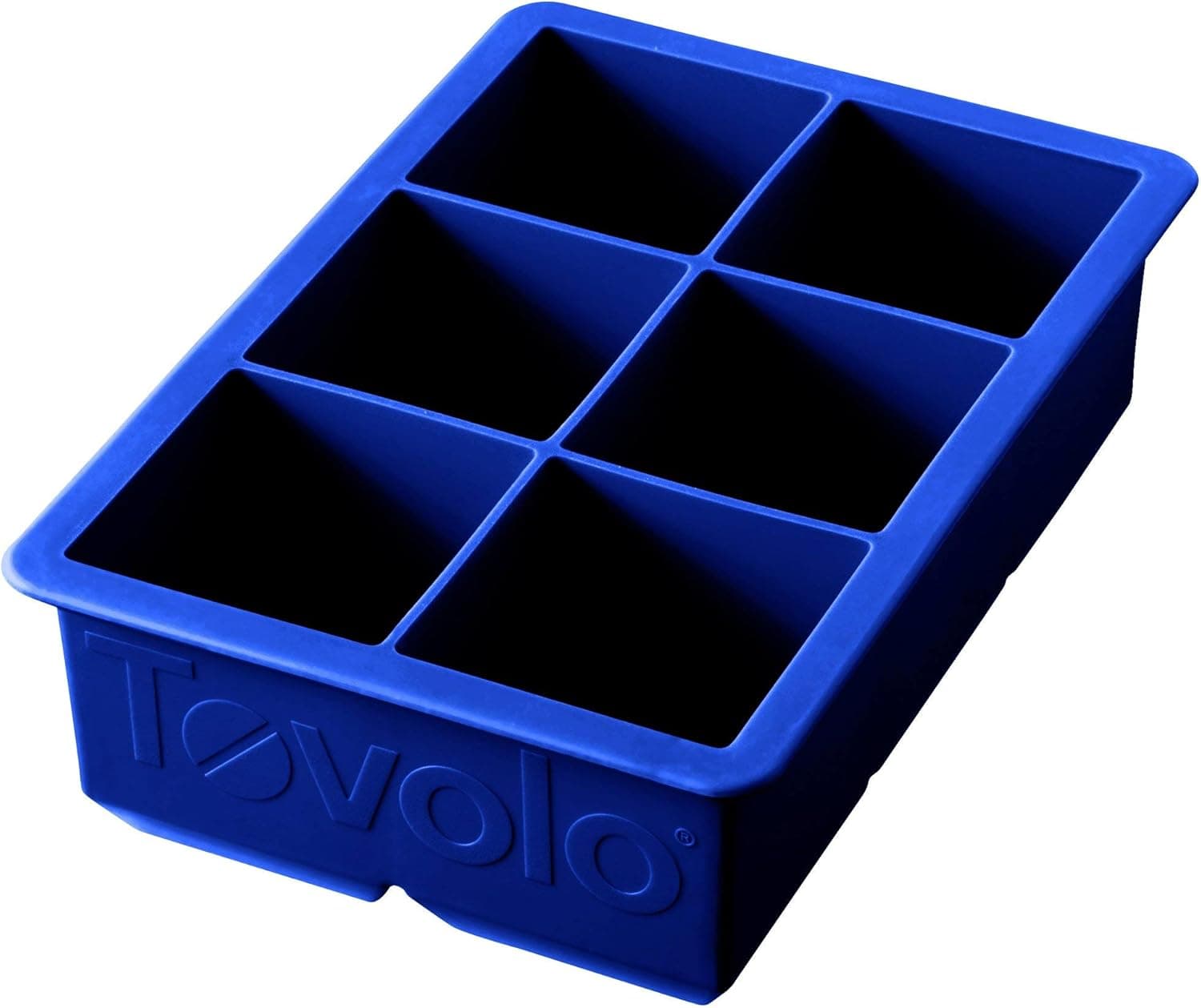 Tovolo Large 2” King Cube Ice Tray Stratus Blue Ice Cube Trays for Whiskey Cocktails Smoothies, Big Square Ice Cube Mold Silicone Freezer Tray for Perfect Rock Cubes BPA Free Dishwasher Safe