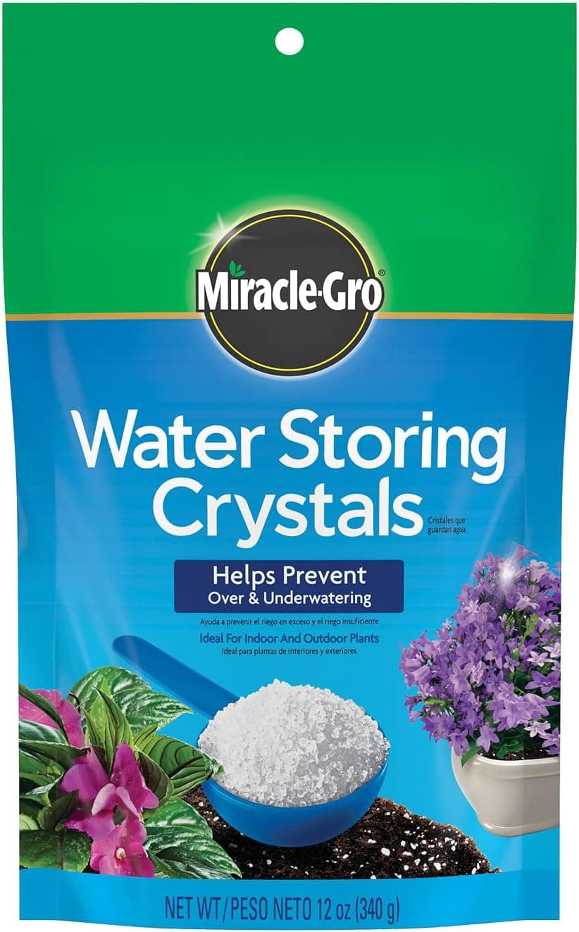 Miracle-Gro Water Storing Crystals, Helps Prevent Over and Underwatering in Outdoor and Indoor Plants, 12 oz.