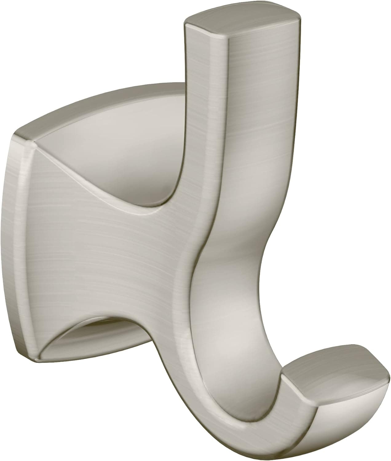 Moen Voss Brushed Nickel Bathroom Double Robe Hook, Wall Mounted Metal Hanger for Towels or Robes, YB5103BN