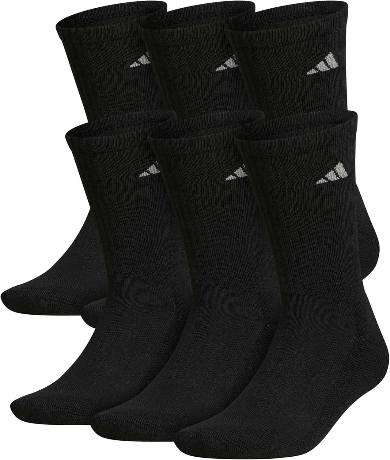 adidas Men's Athletic Cushioned 6-Pack Crew, Cushioned Crew Socks with Arch Compression for a Secure Fit