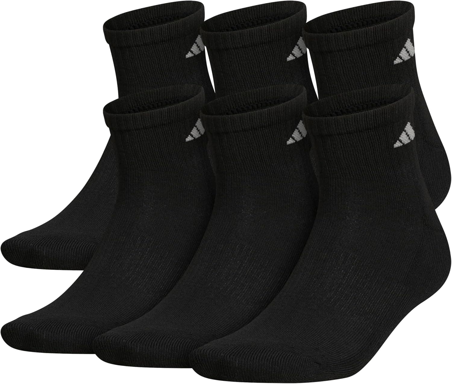 adidas Women's Ankle Socks, Athletic Cushioned Quarter Fit, 6-Pack, Durable, Comfortable, Cooling, with Compression