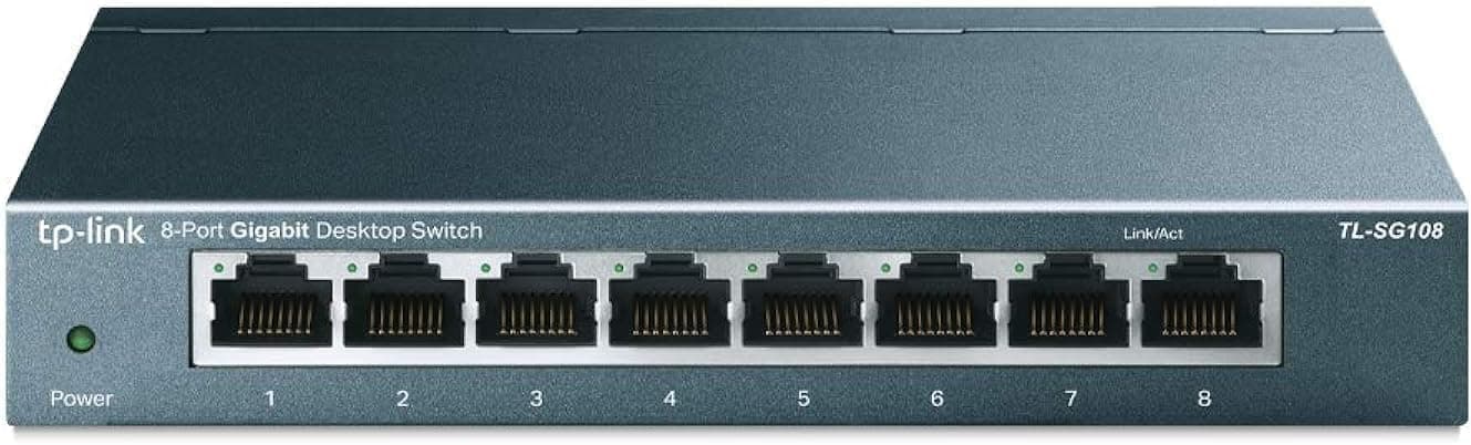 TP-Link 8 Port Gigabit Ethernet Network Switch - Ethernet Splitter | Plug & Play | Fanless | Sturdy Metal w/ Shielded Ports | Traffic Optimization | Unmanaged | Lifetime Protection (TL-SG108)