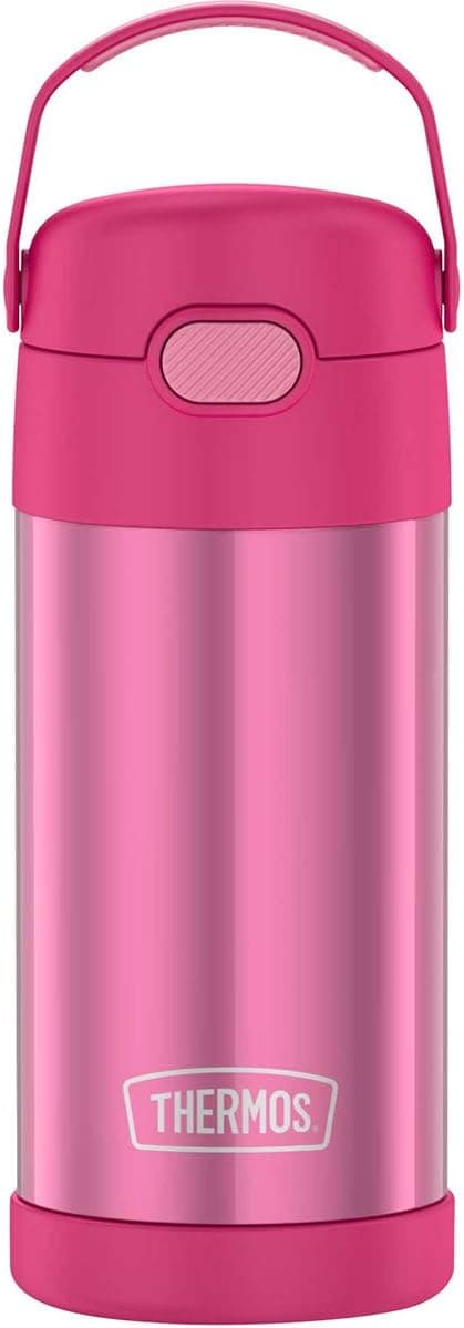 THERMOS FUNTAINER Water Bottle with Straw - 12 Ounce - Kids Stainless Steel Vacuum Insulated Water Bottle with Lid, Pink