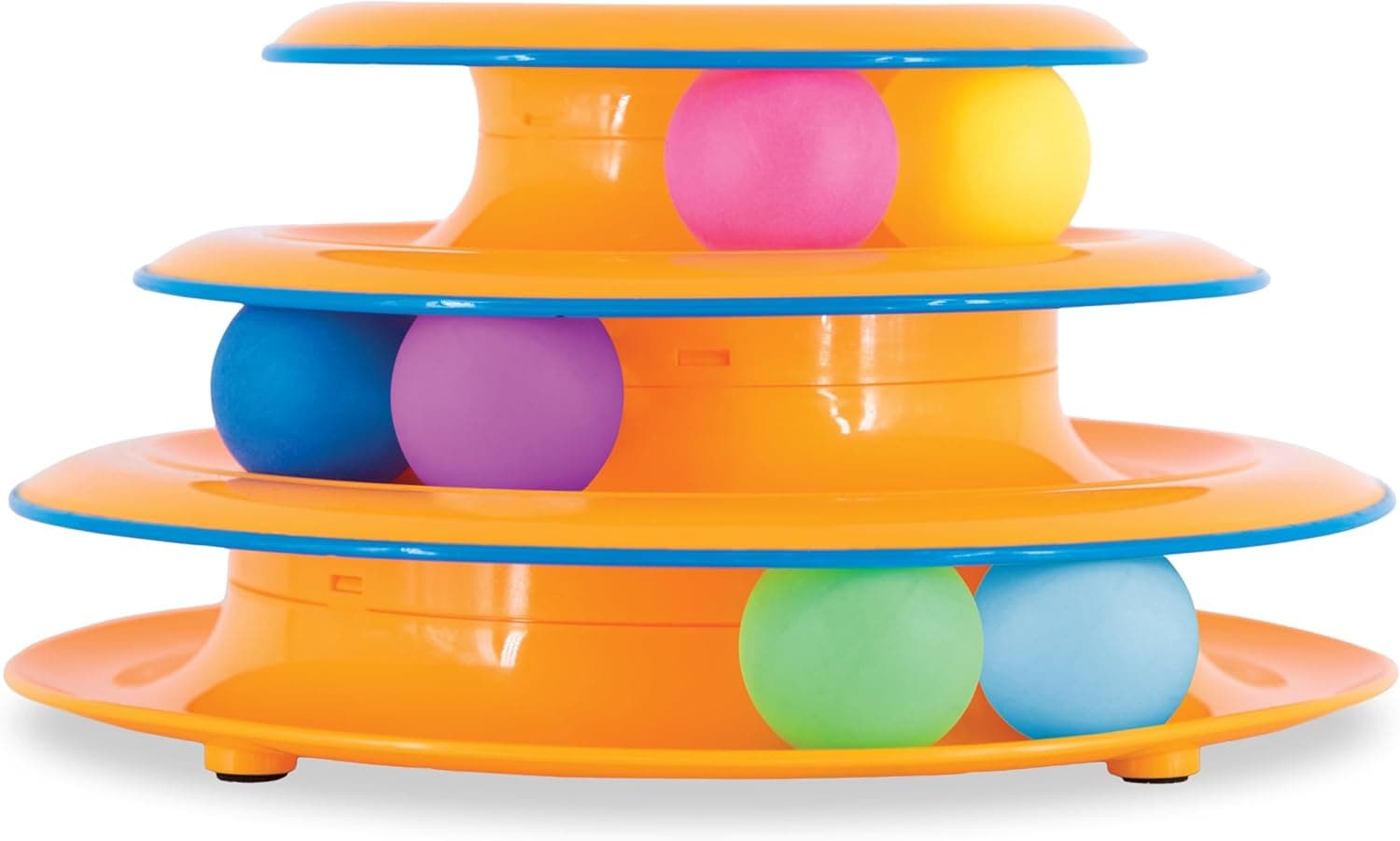Catstages Tower of Tracks 3-Level Cat Track Toy with 6 Balls, Interactive Toy for Indoor Cats, Orange