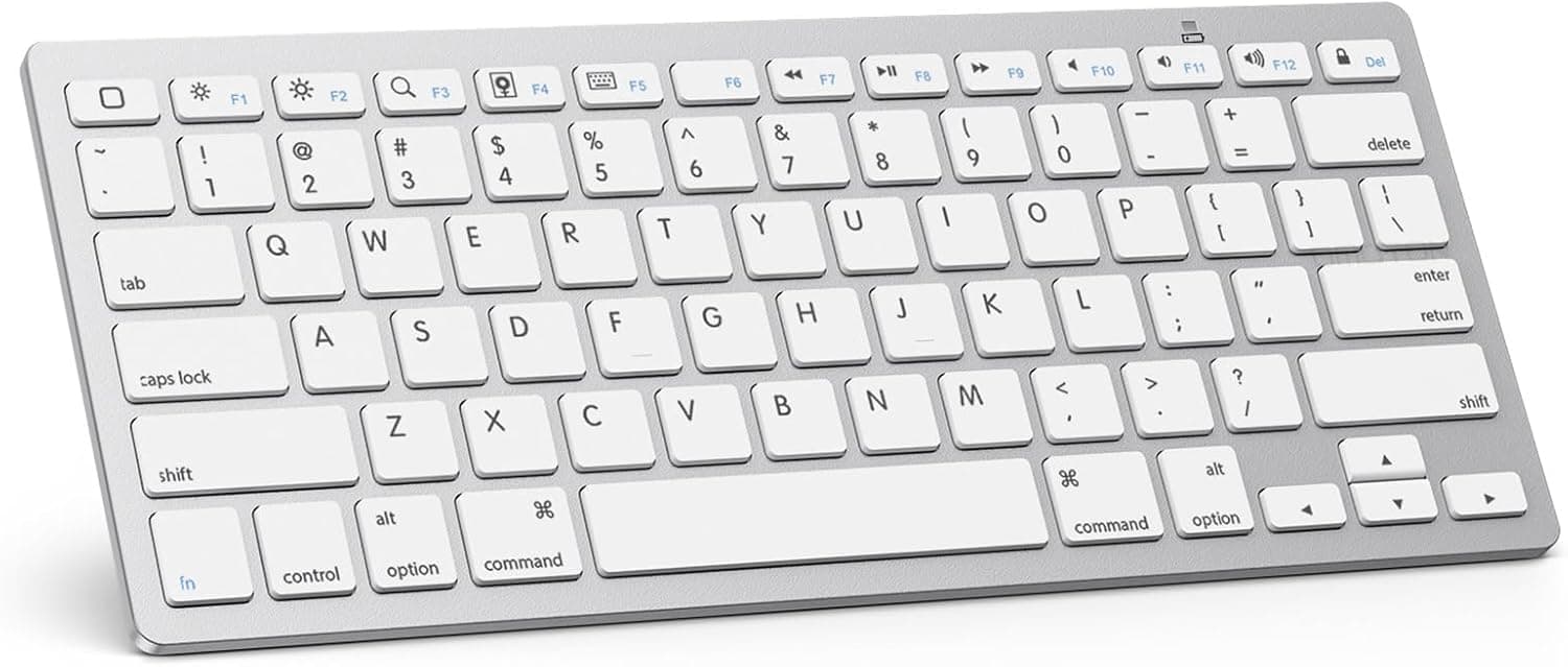OMOTON Bluetooth Keyboard Compatible with iPad A16 11th 10th Generation, iPad 10.2 (9th/8th/7th), iPad Pro 13/12.9/11 inch, iPad Air/Mini and More iOS Devices, White
