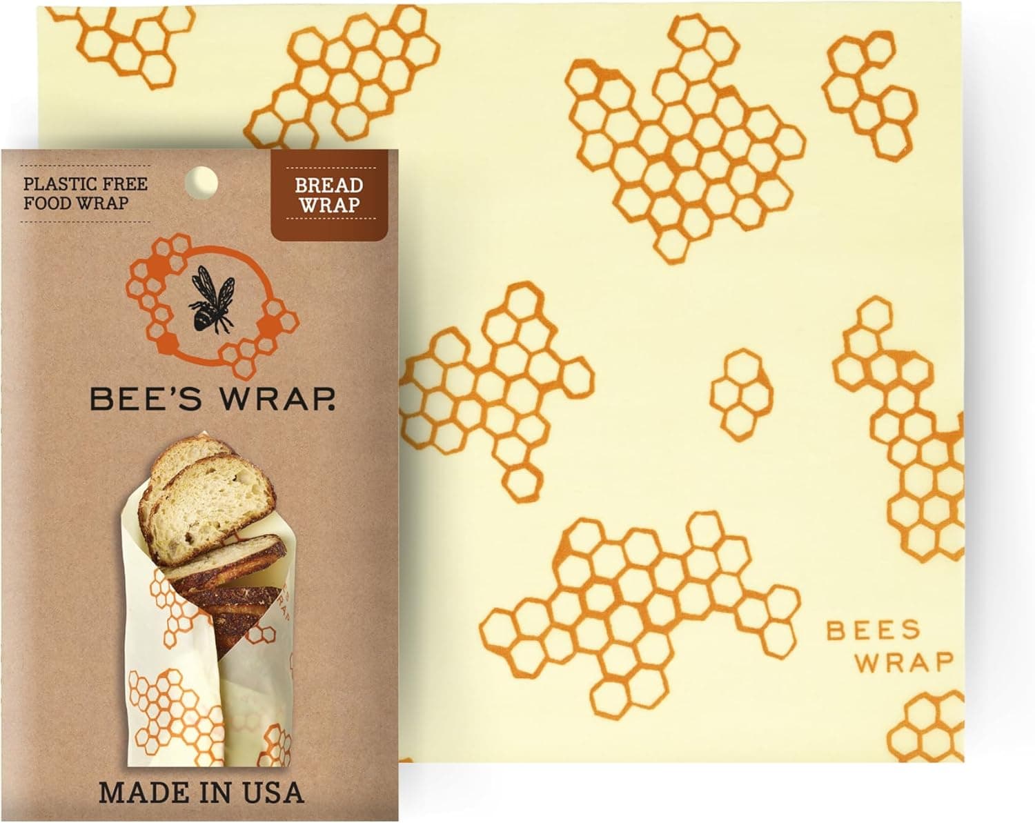 Bee's Wrap Beeswax Wraps for Food - Bread Wrap - Made in USA Reusable Bread Storage Bags - Organic & Eco-Friendly Alternative to Aluminum Foil, Sourdough Bags & Plastic Wrap, Honeycomb