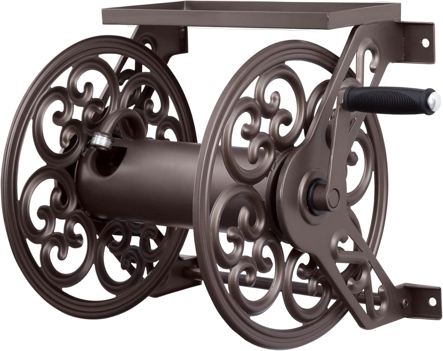 Liberty Garden 708 Steel Decorative Wall Mount Garden Hose Reel, Holds 125-Feet of 5/8-Inch Hose - Bronze