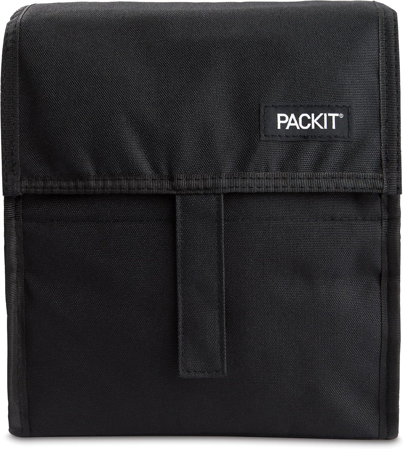 PackIt Freezable Lunch Bag, Black, Built with EcoFreeze Technology, Foldable, Reusable, Zip and Fold Closure with Buckle Handle, Perfect for School and Office Lunches