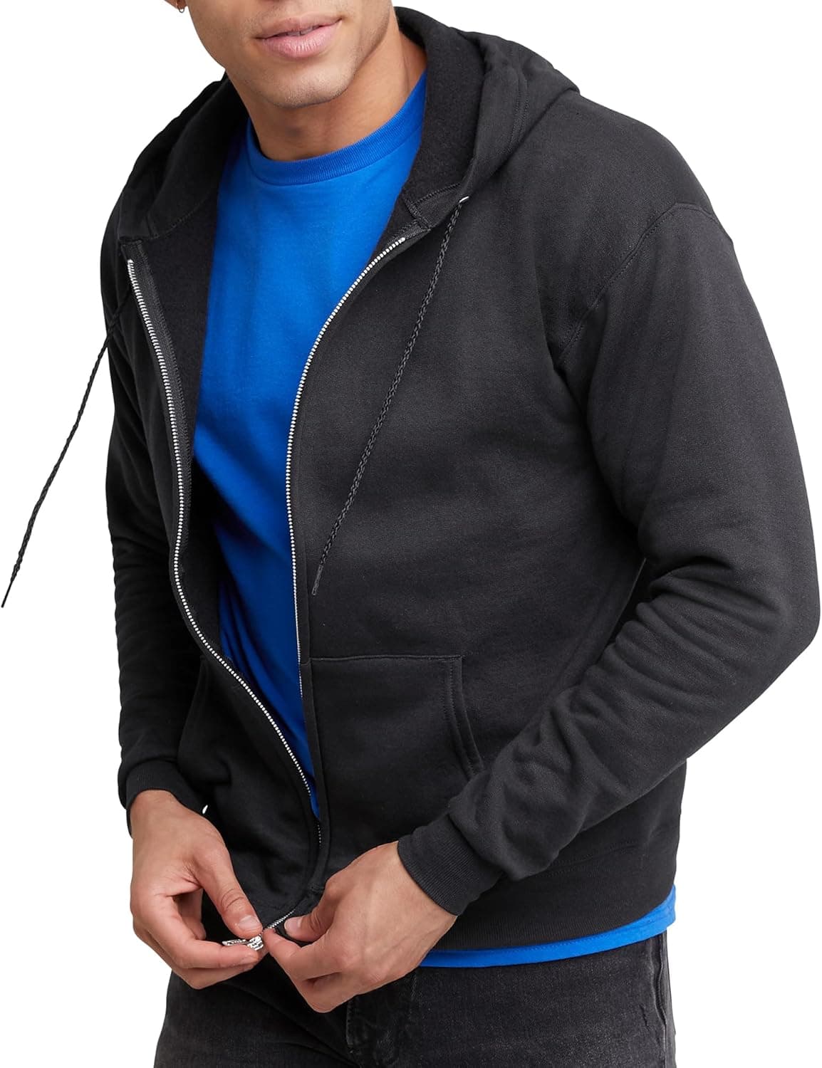 Hanes mens Zip-up Hoodie, Ecosmart Fleece Full-zip Hoodie for Men, Hooded Sweatshirt
