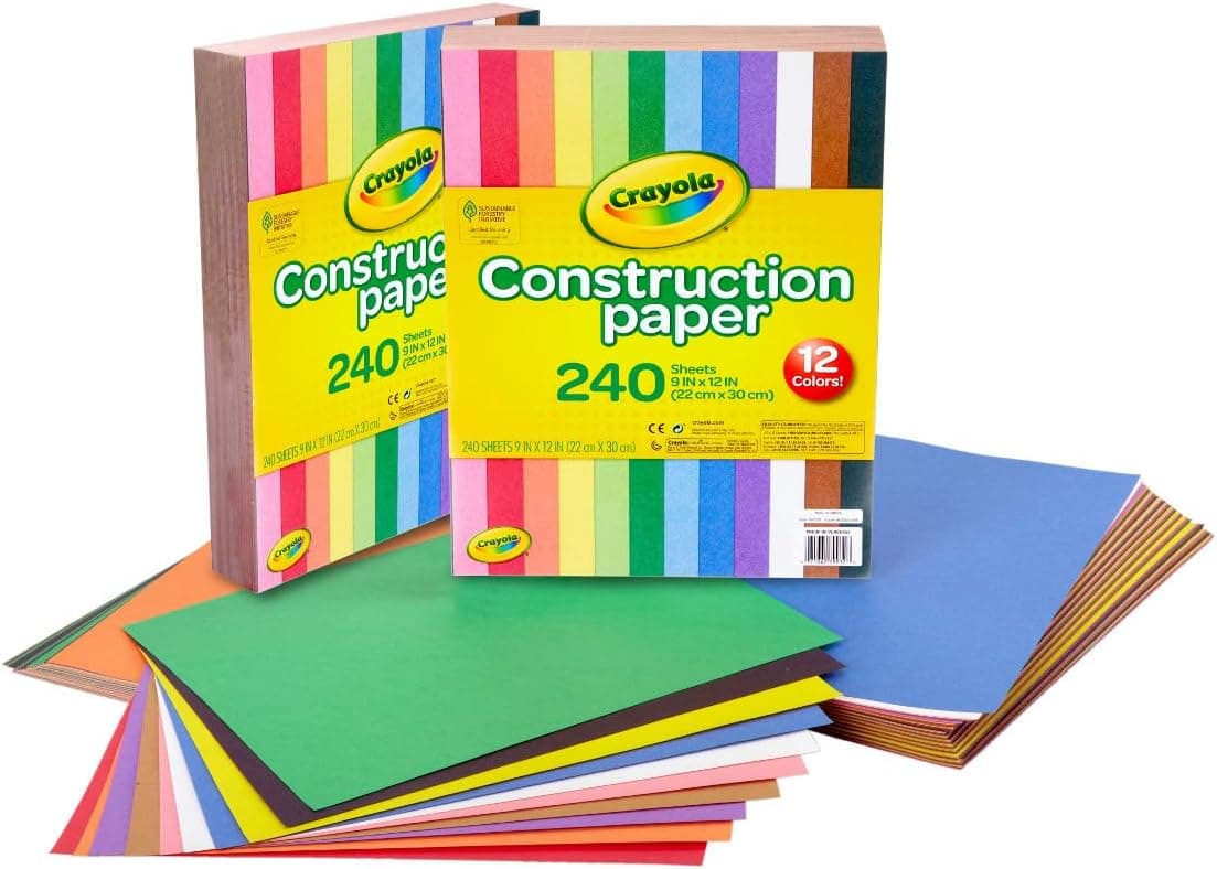 Crayola Construction Paper Bulk Pack (480 Sheets) – 10 Assorted Colors, 9x12, Classroom Arts & Crafts Supplies for Kids, Art Paper for School Projects