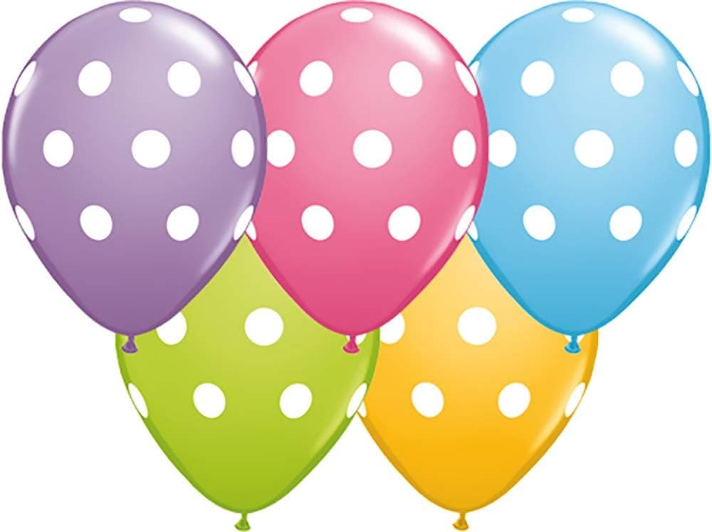 Qualatex 86421 Big Polka Dots - Special Assortment Latex Balloons, 11", Multicolor, Pack of 50