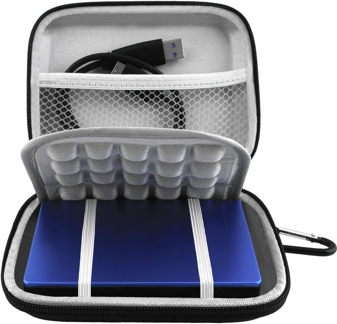 Lacdo Hard Drive Carrying Case for Seagate Portable/Seagate One Touch/Game Drive for PS5 / Ultra Touch Portable External Hard Drive HDD 1TB 2TB 4TB 5TB USB 3.0 Shockproof Travel Bag, Black