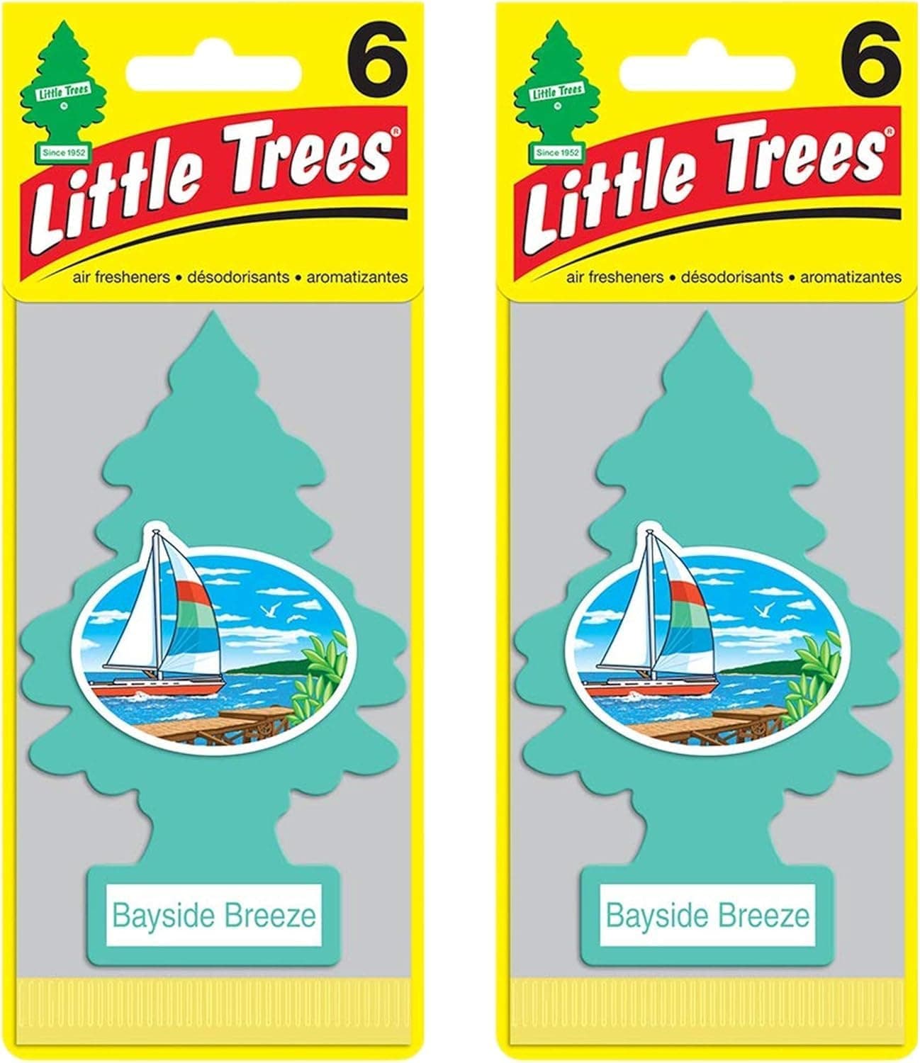 Little Trees Cardboard Hanging Car, Home & Office Air Freshener, Bayside Breeze (Pack of 12)
