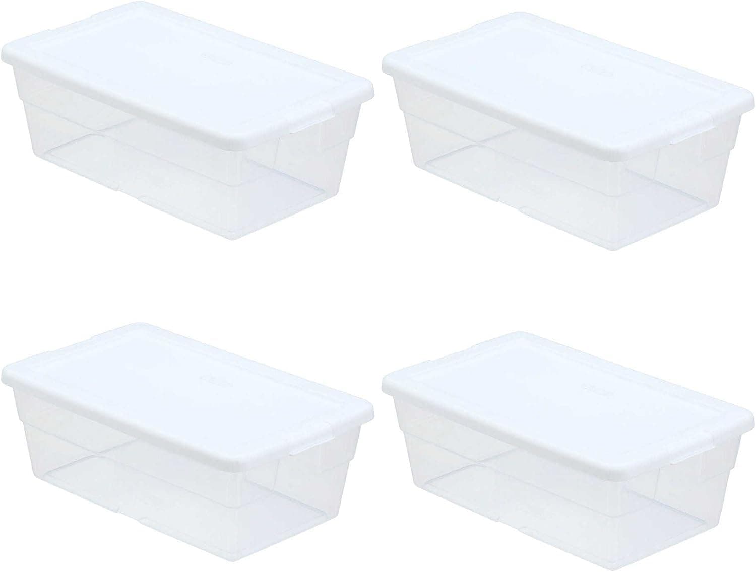 Sterilite Storage Box 13.5" X 8.3" X 4.8", 6 Qt. Clear - Pack of 4