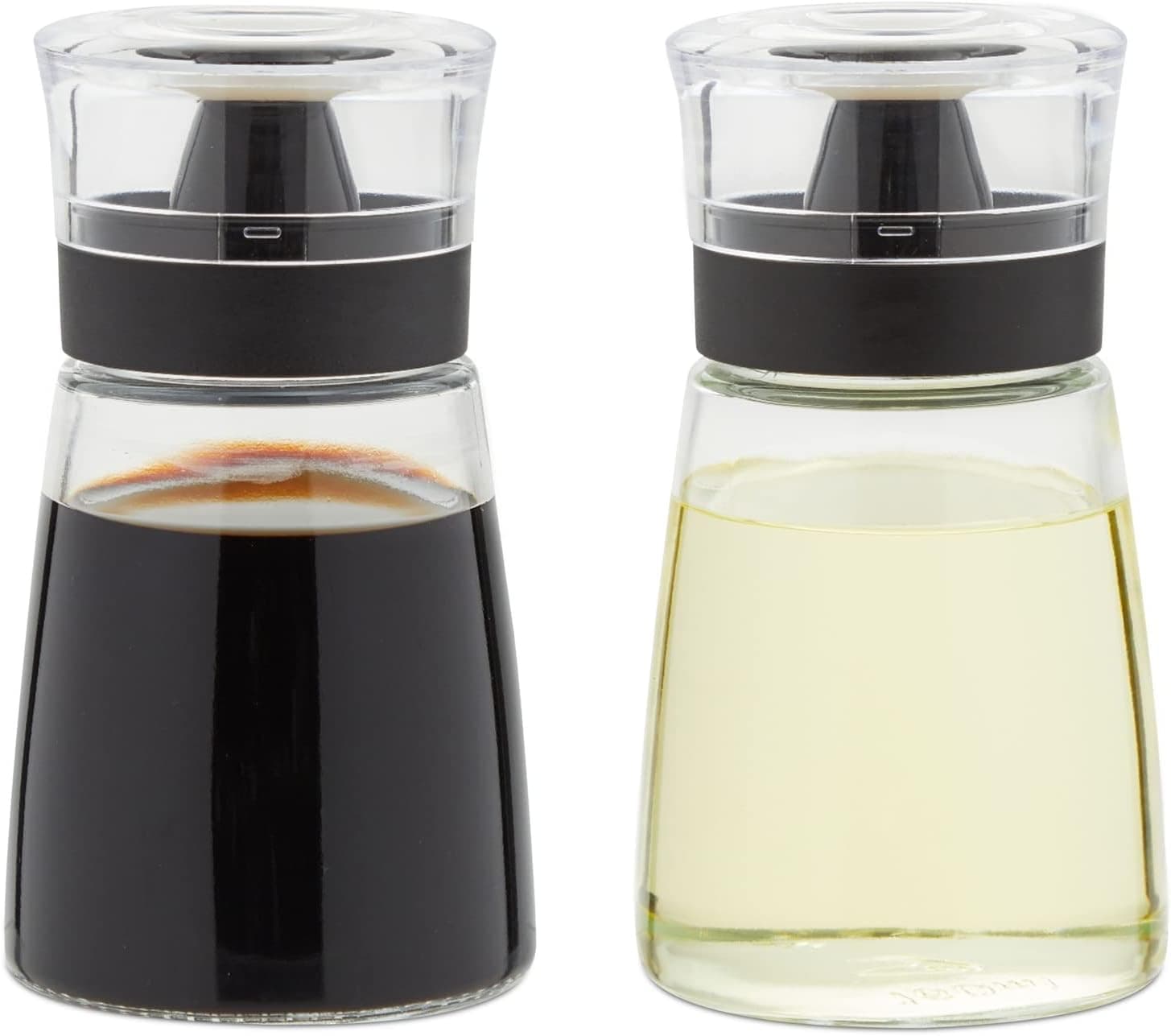Juvale Glass Oil & Vinegar Dispenser Set - Leak-Proof No-Drip Glass Salad Dressing Bottle & Sauce Bottles - Olive Oil Cruet & Balsamic Vinegar Dispenser - Pack of 2, 5.5 fl oz, Black