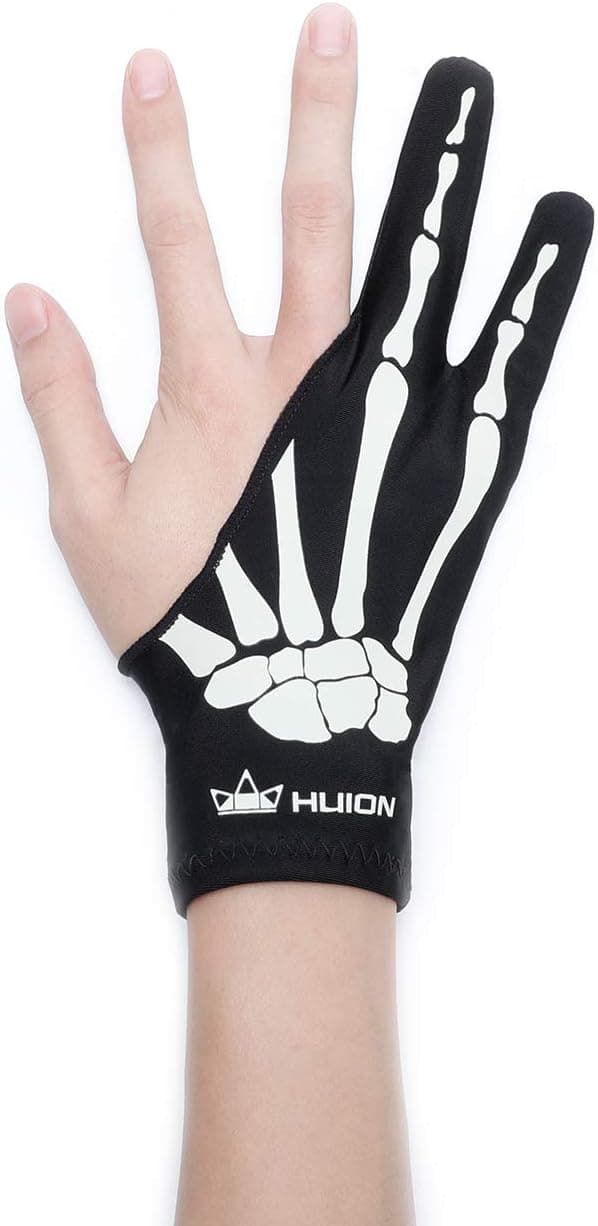 HUION Skeleton Artist Glove for Graphic Drawing Tablet Pad Monitor Painting, Paper Sketching, Suitable for Left and Right Hand