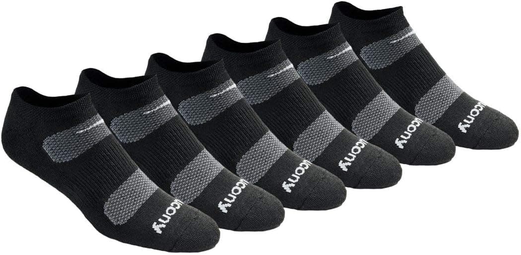 Saucony Men's RunDry Mesh Ventilating Comfort Fit Performance No-Show Socks, Available in M-XXL (6, 12, 18 Pairs)