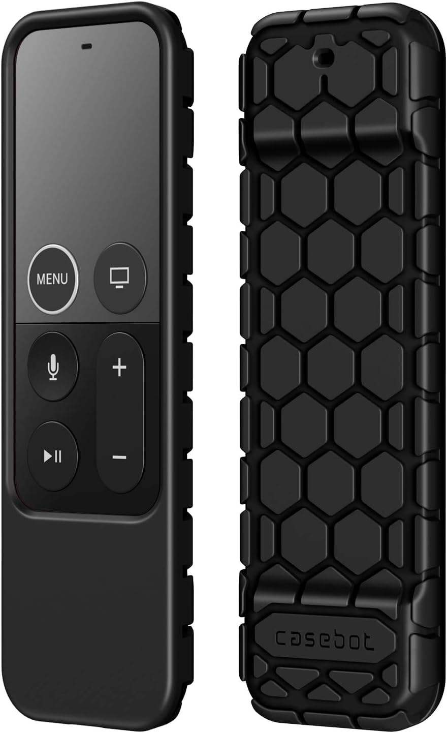 Fintie Protective Case for Apple TV 4K/ HD Siri Remote (1st Gen) - Honey Comb Lightweight Anti Slip Shockproof Silicone Cover for Apple TV 4K 5th 4th Gen Siri Remote Controller, Black