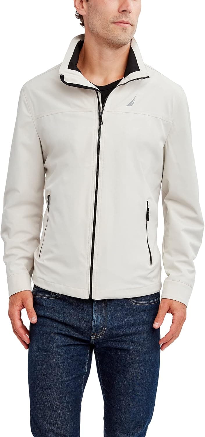 Nautica Men's Lightweight Windbreaker Stretch Athletic Outdoor Full Zip Bomber Golf Jacket