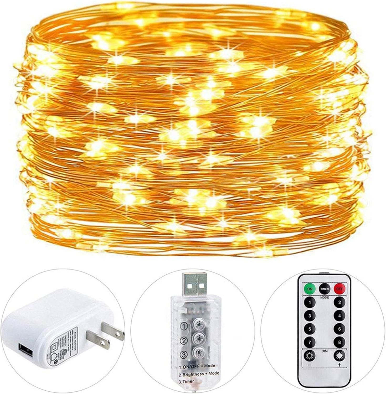 HSicily Fairy Lights Plug-in, 33ft 100 LED Twinkle String Lights with Remote Timer - 8 Modes for Bedroom, Christmas, Thanksgiving, Patio, Wedding, Party & Indoor/Outdoor Decor