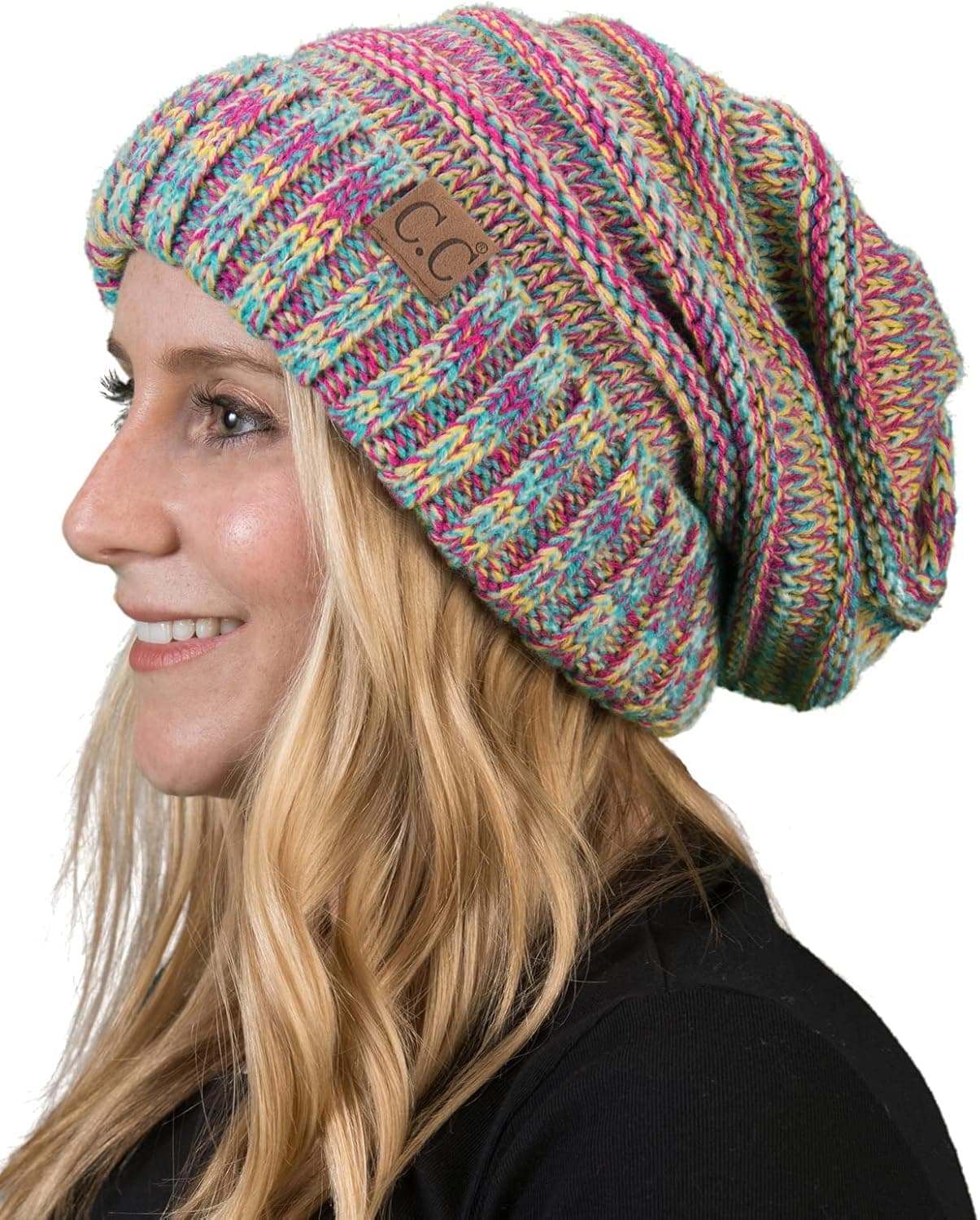 Funky Junque Slouchy Beanie for Women Winter Hat Warm Slouch Oversized Soft Chunky Cable Knit Beanies for Cold Weather