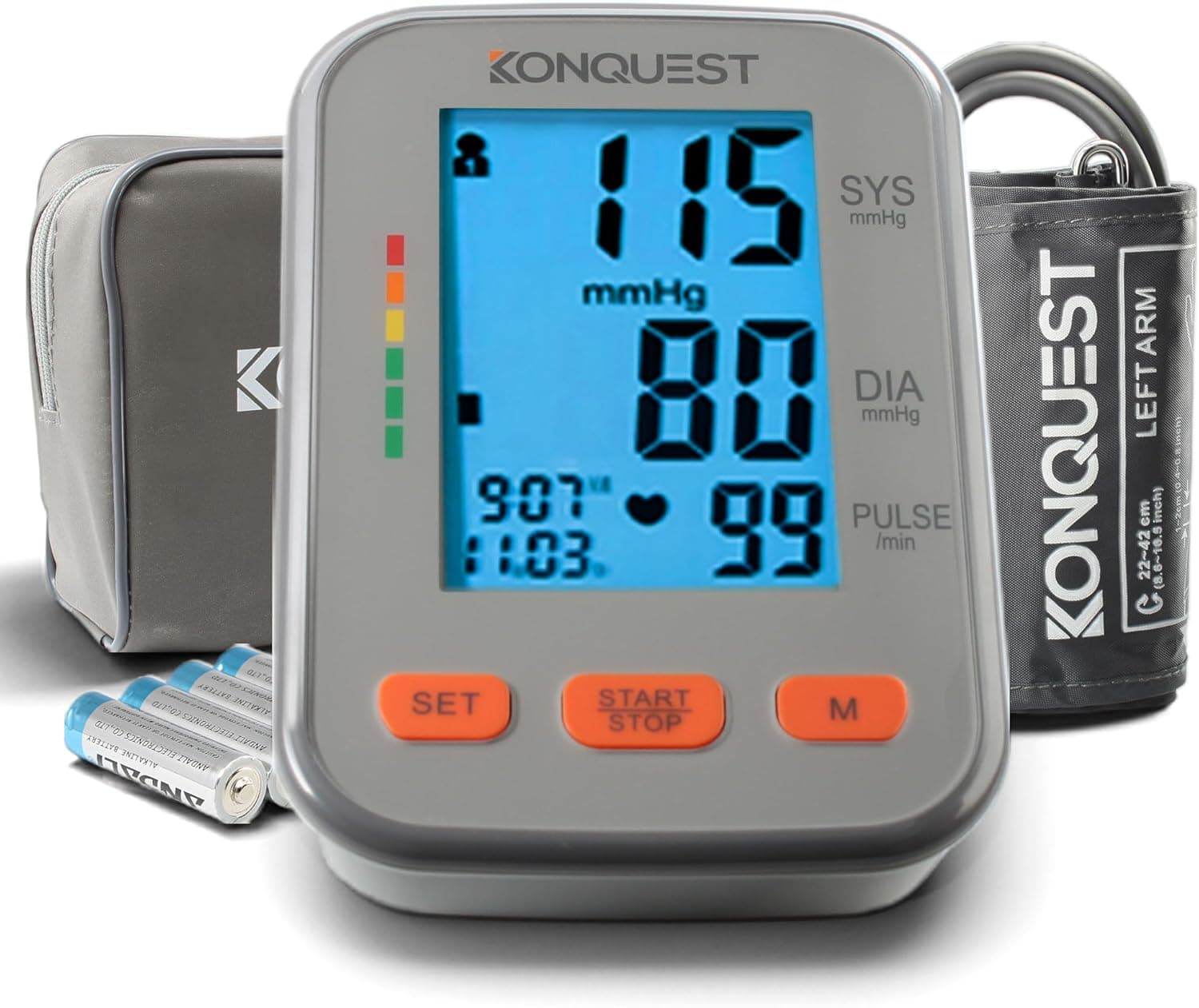 Konquest KBP-2704A Digital Blood Pressure Monitor – Automatic Upper Arm BP Machine with Large Cuff (8.5–16.5 in), Backlit Display, Digital, Irregular Heartbeat Detector – Tensiometro, Bp Monitor