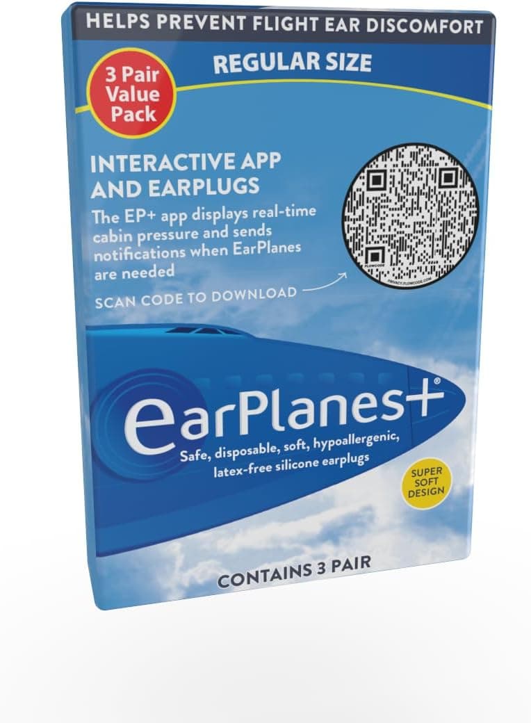 New Super Soft Adult EarPlanes® Ear Plugs Airplane Travel Ear Protection 3 Pair