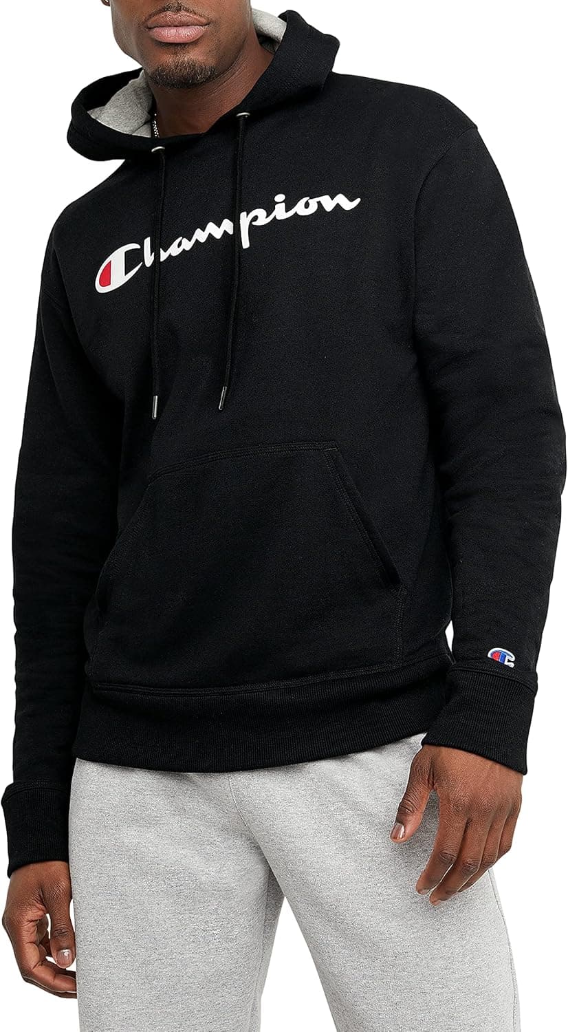 Champion Men's Fleece Script Logo Hoodie (Reg. Or Big & Tall)