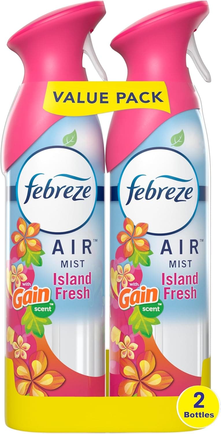 Febreze Air Mist Air Freshener Spray, Odor-Fighting Room Spray, Air Fresheners for Home and Bathroom and Kitchen, Aerosol Can, Gain Island Fresh Scent, 8.8oz, 2 Count