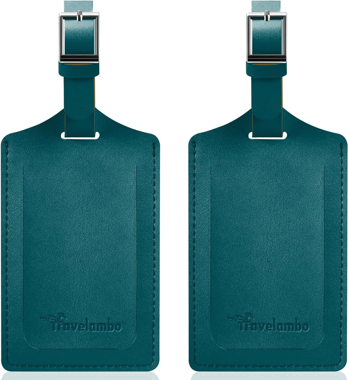 Travelambo Luggage Tags for Suitcases Faux Leather Privacy Protection 2 Pack Bag Tags Travel Accessories Essential, Summer Green