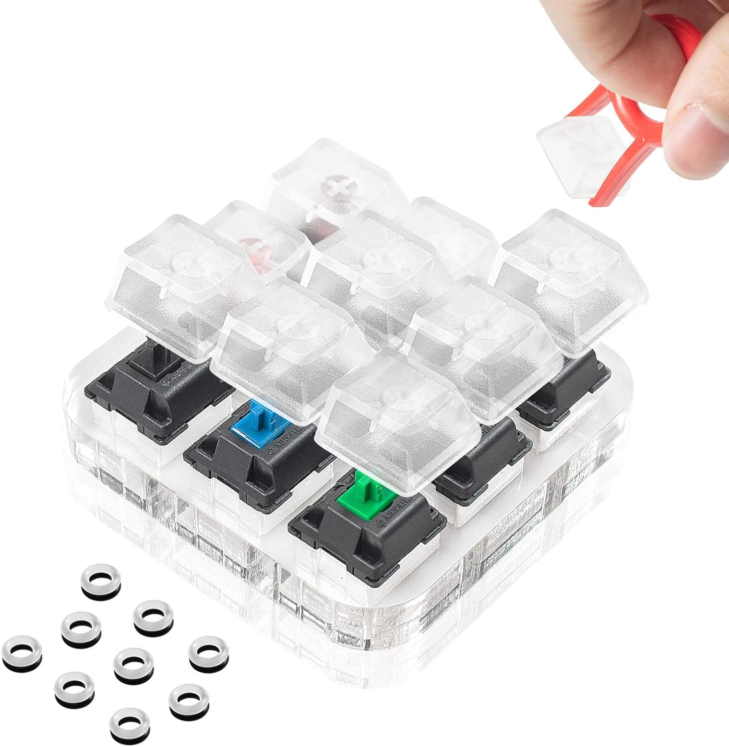 Cherry MX Switch Tester Mechanical Keyboards 9-Key Switch Testing Tool, with Keycap Puller and O Rings