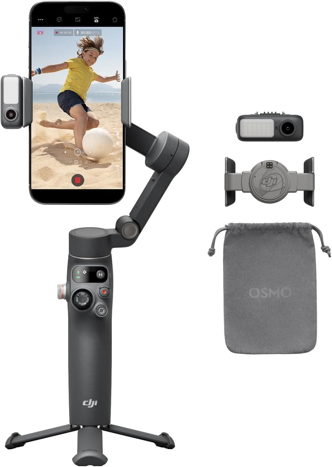 DJI Osmo Mobile 7P Gimbal Stabilizer for iPhone, Android, Native Tracking, Lighting, 3-Axis Phone Gimbal, Quick Launch, One-Tap Edit, Built-in Extension Rod & Tripod, 10hrs Use, Phone Charging