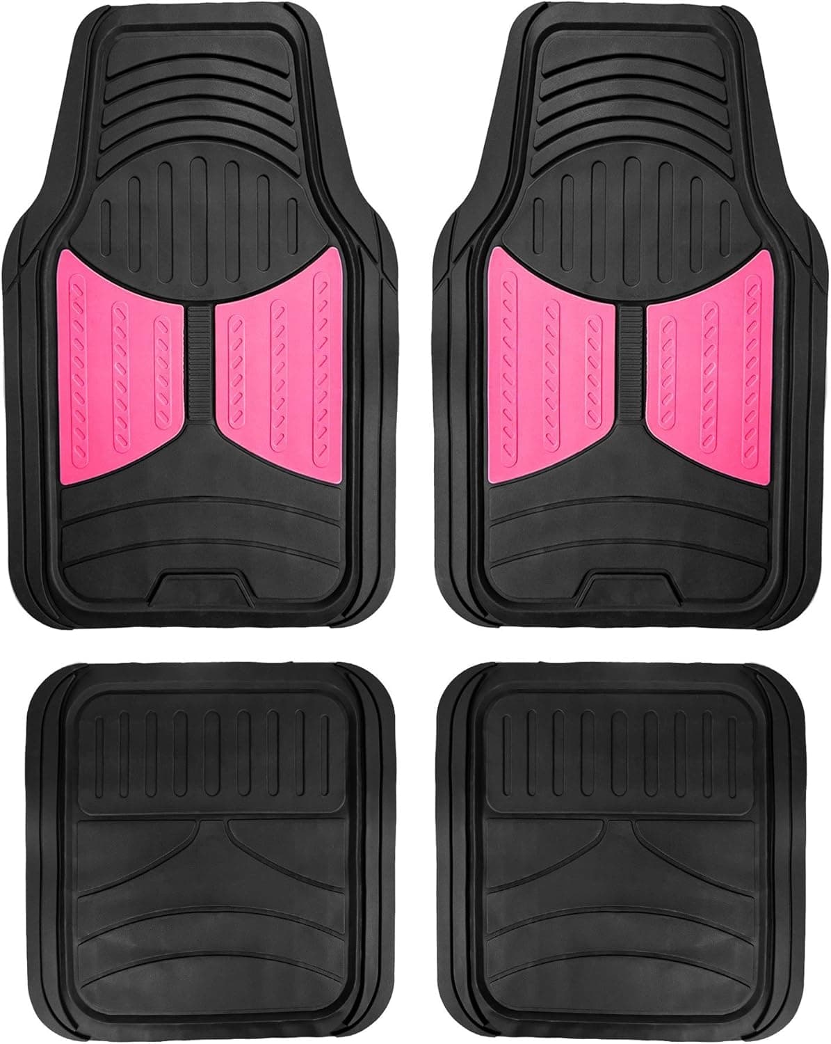 FH Group Automotive Floor Mats - Heavy-Duty Monster Eye Rubber for Cars, Universal Fit Full Set, Climaproof Mats, Trimmable Most Sedan, SUV, Truck Pink
