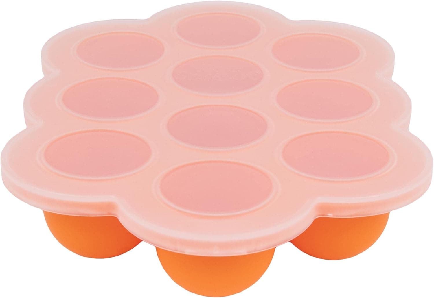 WeeSprout Silicone Freezer Tray with Clip on Lid Perfect Food Storage Container for Homemade Baby Food, Vegetable, Fruit Purees, and Breast Milk (Bright Orange, Ten 1.5 Ounce Sections)