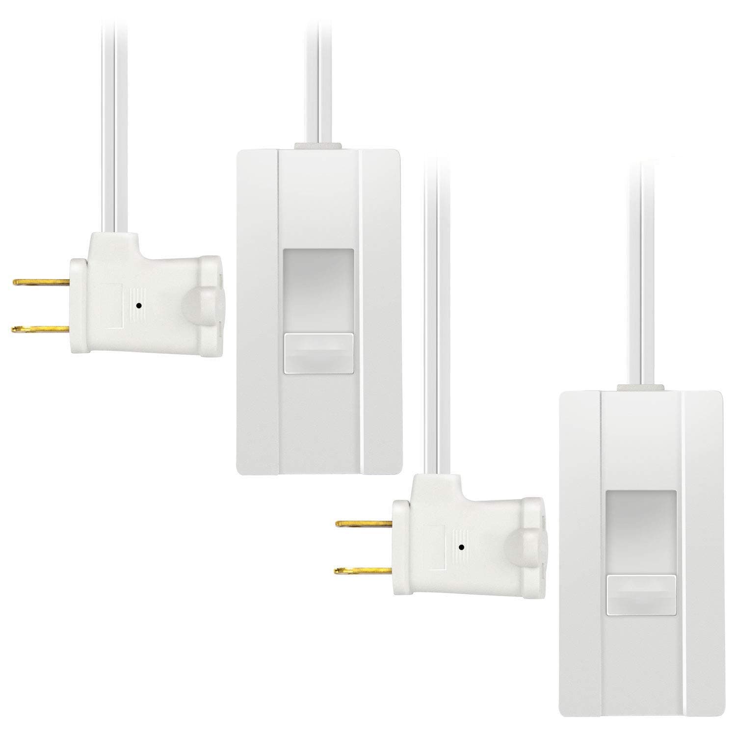 TOPGREENER Table-Top Plug in Dimmer for Table or Floor Lamps, Slide Control, Works with 360 Watt Incandescent and 150 Watt Dimmable CFL/LED, Off at Lowest dim, 6ft Cord, TGTTDL300-W, White, 2 Pack