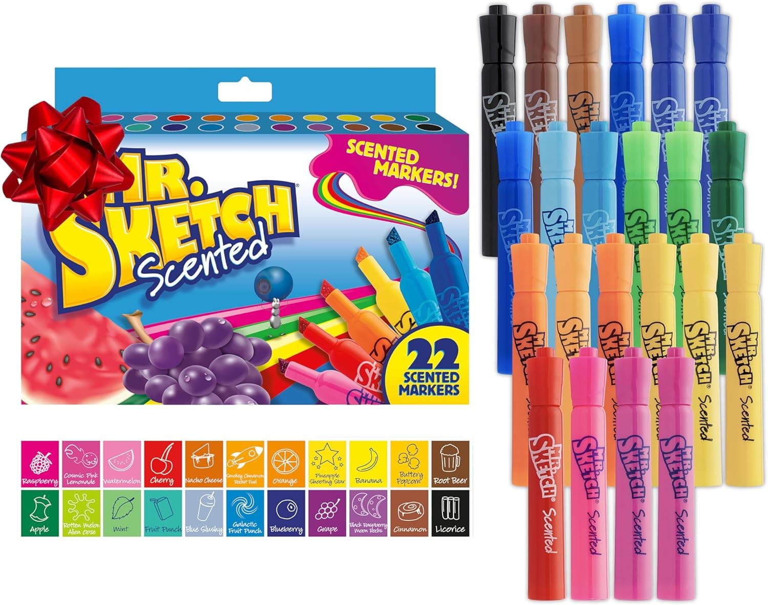 Mr. Sketch Scented Markers, Chisel Tip, Assorted Colors 22 Count - Fun for Kids, Spark Creativity, Holiday Gift, Stocking Stuffer