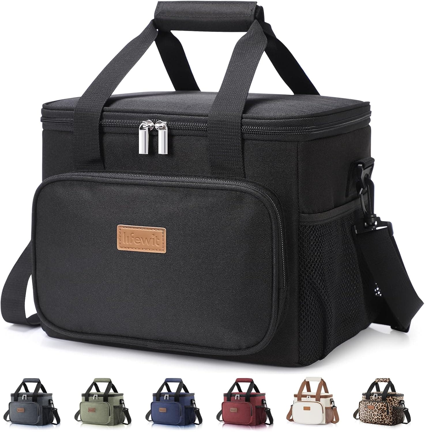 Lifewit Large Lunch Bag Insulated Lunch Box Soft Cooler Cooling Tote for Adult Men Women, Black 24-Can (15L)