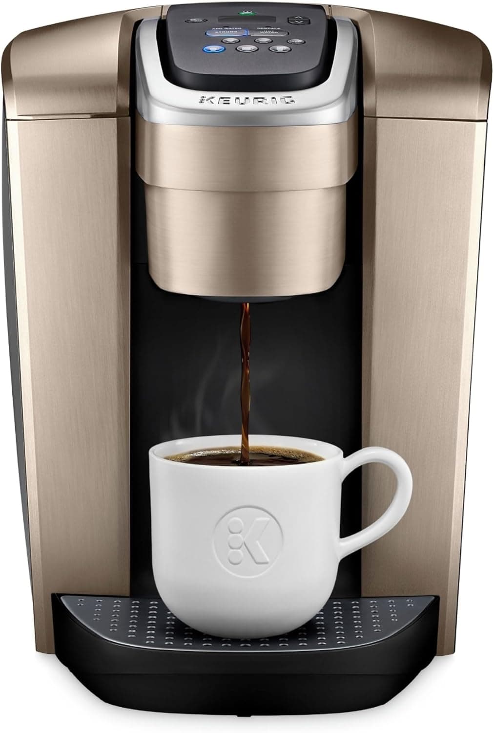 Keurig K-Elite Single Serve K-Cup Pod Coffee Maker, with Strength and Temperature Control, Iced Coffee Capability, 8 to 12oz Brew Size, Programmable, Brushed Gold
