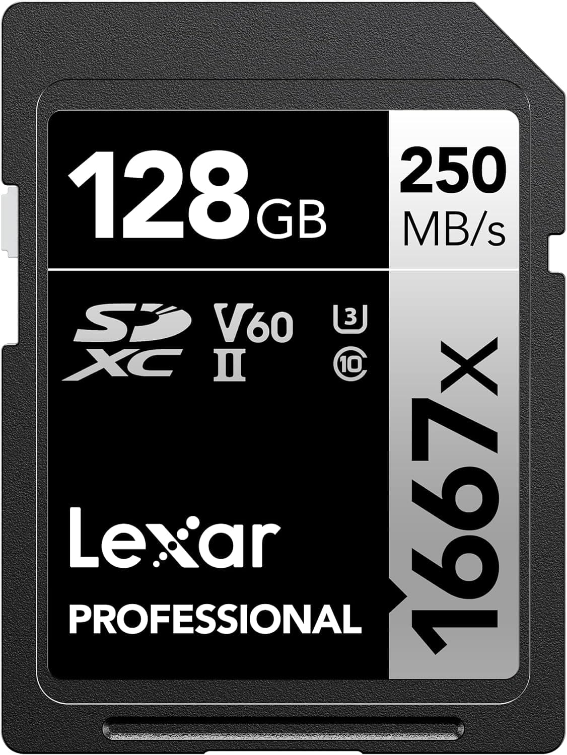 Lexar 128GB Professional 1667x SD Card, UHS-II, C10, U3, V60, Full HD, 4K, Up To 250MB/s Read SDXC Memory Card, for Professional Photographer, Videographer, Enthusiast (LSD128CBNA1667)