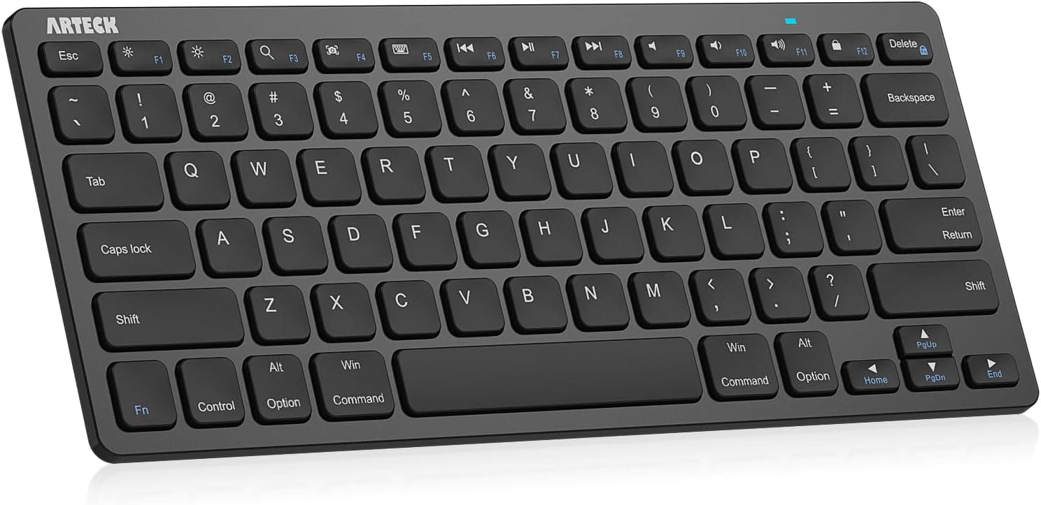 Arteck Ultra-Slim Bluetooth Keyboard Compatible with iPad 10.2-inch/iPad Air/iPad 9.7-inch/iPad Pro/iPad mini, iPhone and Other Bluetooth Enabled Devices Including iOS, Android, Windows, Black