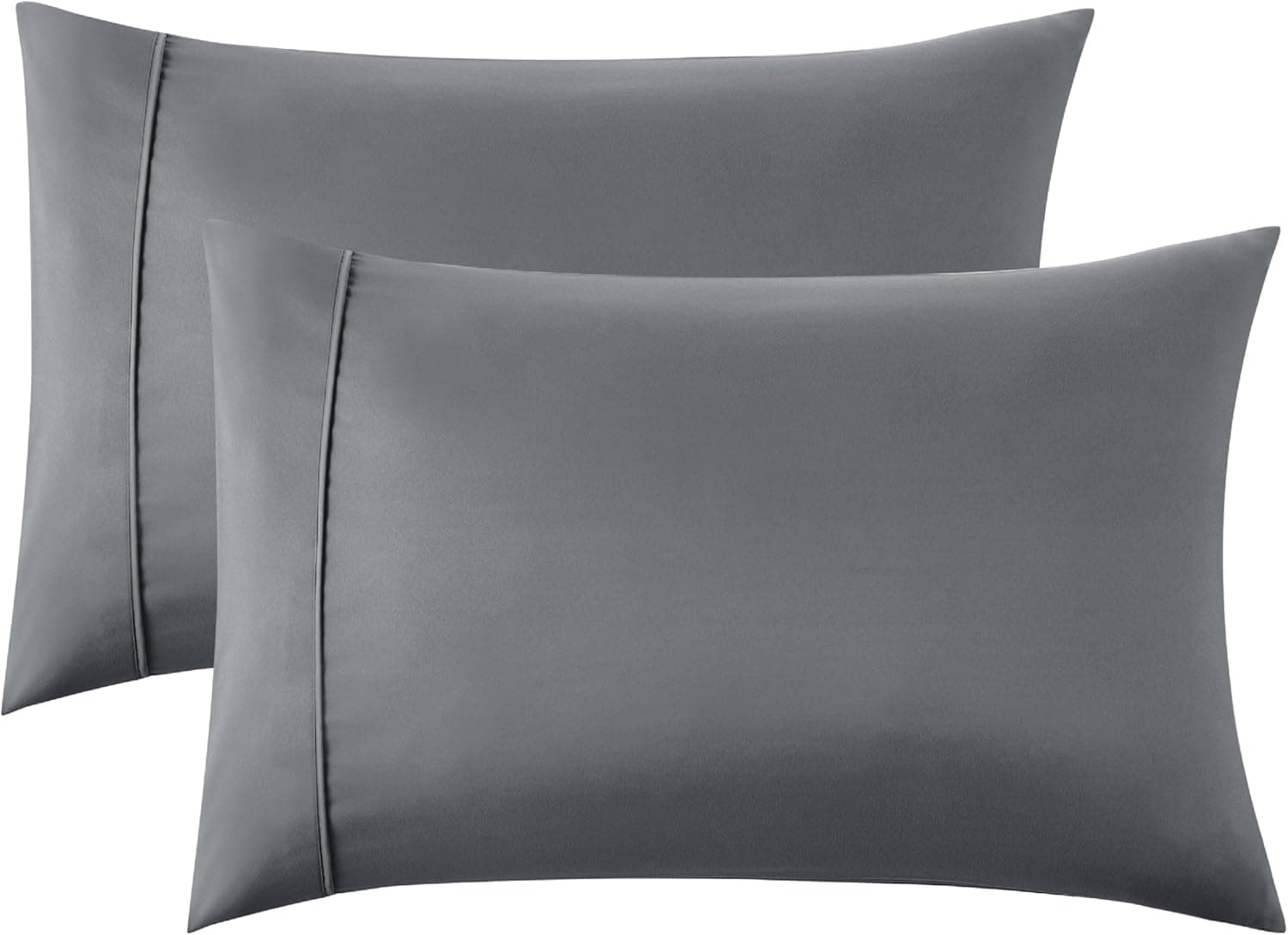 Bedsure Pillow Cases Queen Set of 2 - Dark Grey Double Brushed Microfiber Pillowcases 2 Pack, Super Soft Cooling Pillow Case Covers with Envelope Closure, Wrinkle, Fade and Stain Resistant, 20”x30“