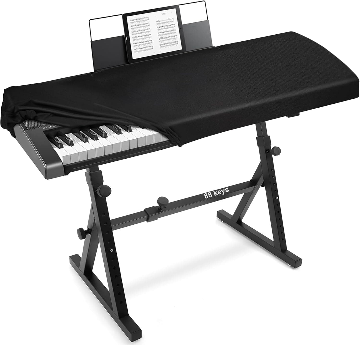 Explore Land Stretchy 88 Keys Piano Keyboard Dust Cover with Music Stand Opening for Digital Electronic Piano (88key, Black)