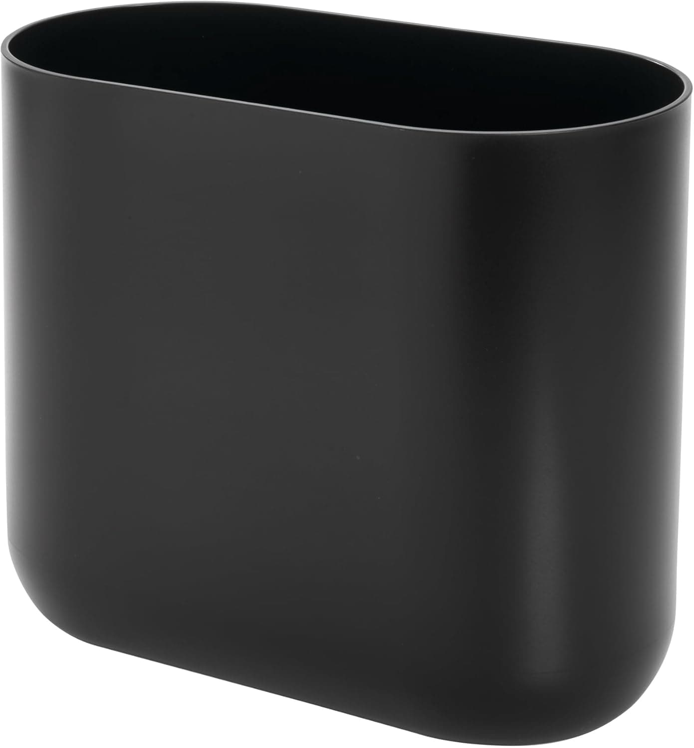 iDesign Small Slim Plastic Bathroom Trash Can, Garbage Can for Bedroom, Office, Desk, Dorm, Black