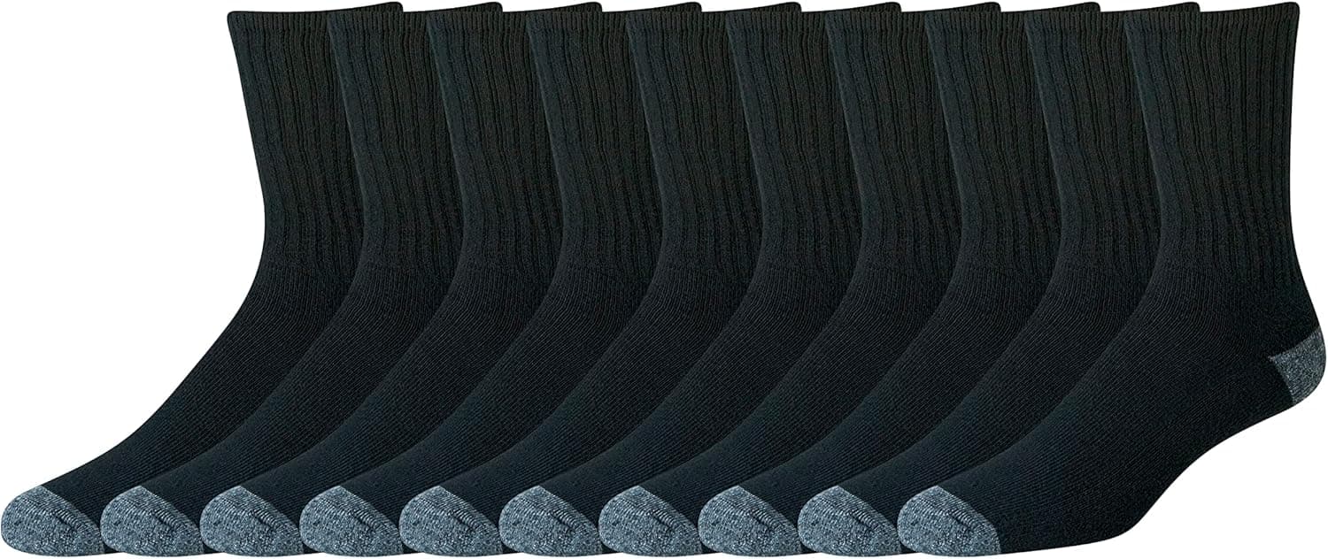 Amazon Essentials Men's Cotton Crew Athletic Socks with Cushioned Sole, 10 Pairs